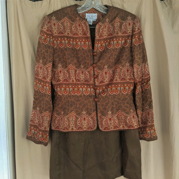 Adrianna Papell Silk Skirt & Jacket Suit - Picture 1 of 5